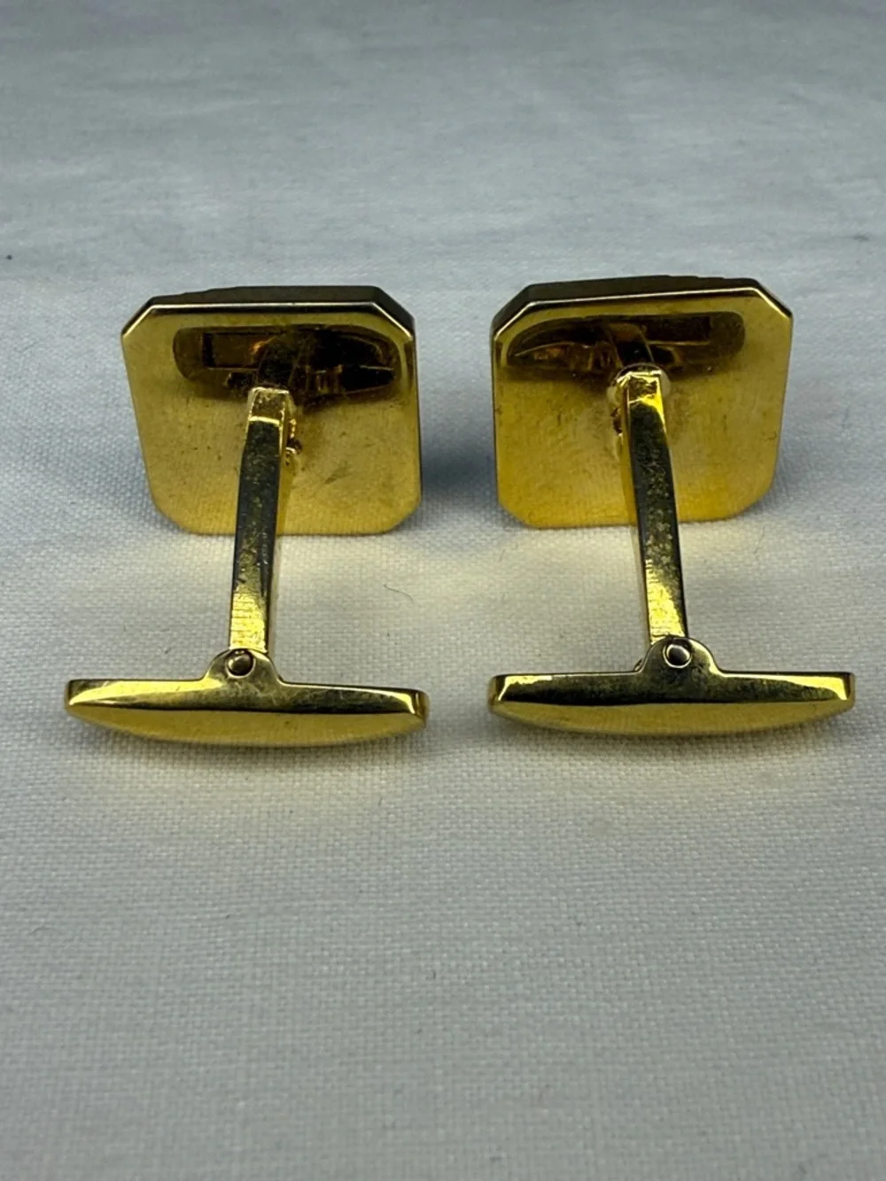 Saint Laurent YSL Gold Tone Logo Square Cufflinks 1 Inch